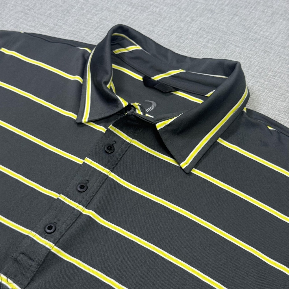 Zero Restriction Polo Shirt Mens XL Black Striped Polyester Spandex Tour Series